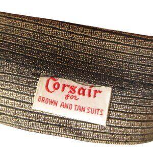 Vintage Corsair Acetate Brown & Gold Striped Tie For Brown And Tan Suits